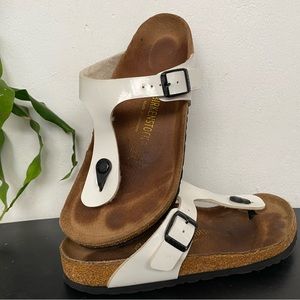 Pre-owned Birkenstock Gizeh Sandal in Metallic White 38/7